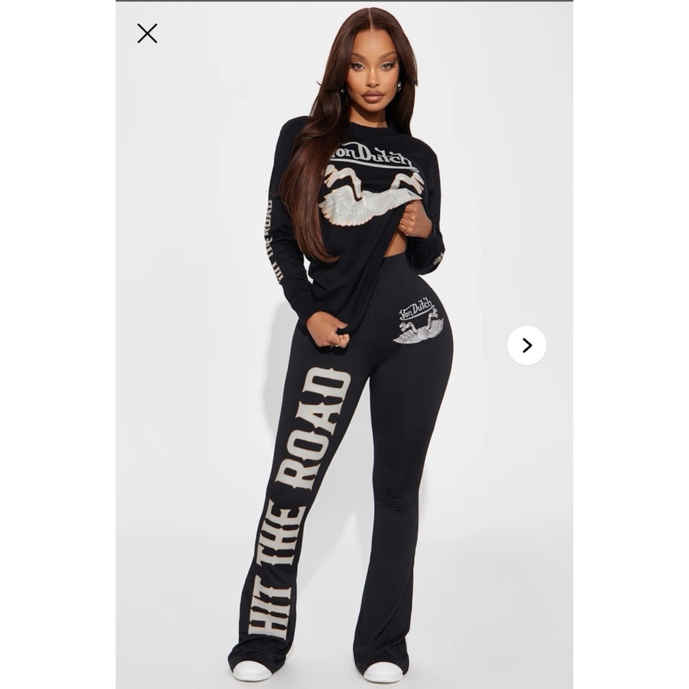 Von Dutch Women's Black Graphic Flare Set